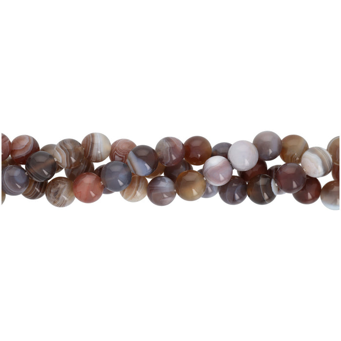 Gemstone Beads, Botswana Agate, 8mm Round, 1 Strand