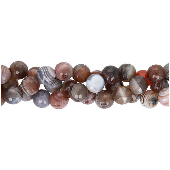 Gemstone Beads, Botswana Agate, 10mm Faceted Round, 1 Strand