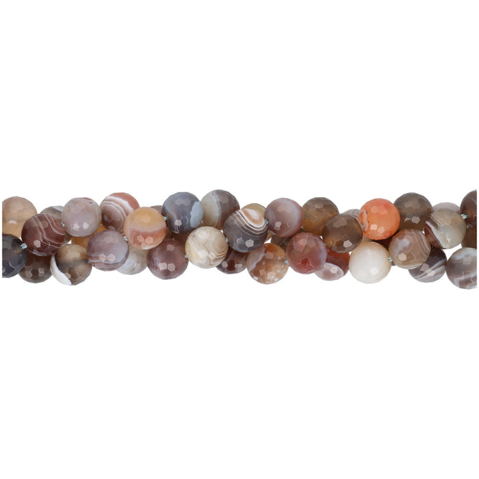 Gemstone Beads, Botswana Agate, 8mm Faceted Round, 1 Strand