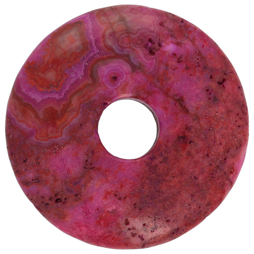 Gemstone Beads, Pink Crazy Lace Agate, 25mm Donut, 1 Piece