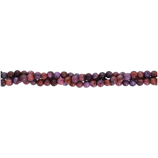 Gemstone Beads, Purple Crazy Lace Agate, 4mm Round , 1 Strand