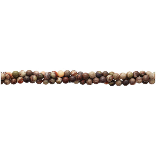 Gemstone Beads, Rainforest Agate, 4mm Round , 1 Strand