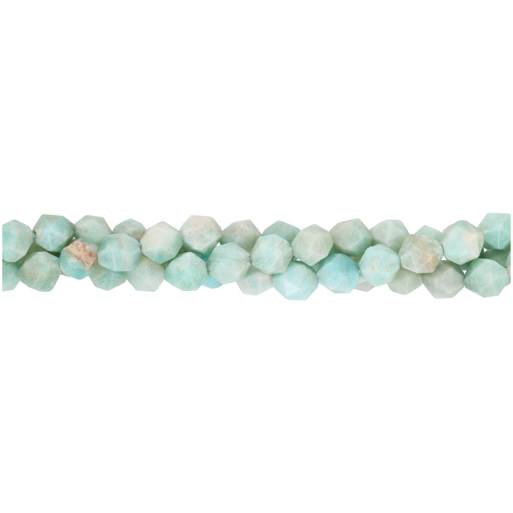 Gemstone Beads, Amazonite, 8mm Star Cut Round, 1 Strand