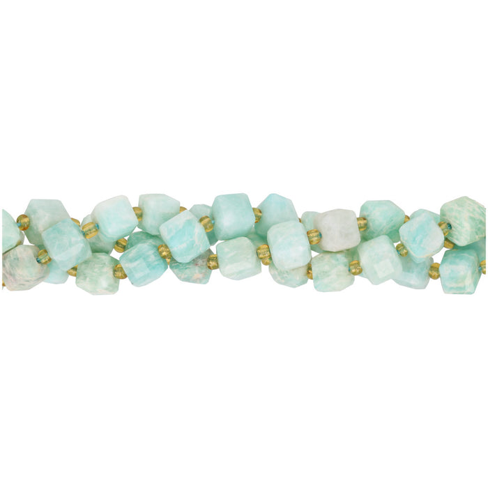 Gemstone Beads, Brazilian Amazonite, 8mm Cube, 1 Strand