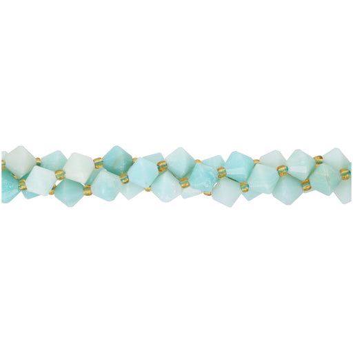 Gemstone Beads, Amazonite, 8mm Faceted Bicone, 1 Strand