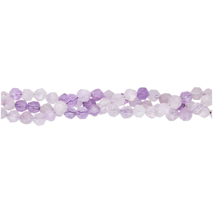 Gemstone Beads, Lavender Amethyst, 6mm Star Cut Round , 1 Strand