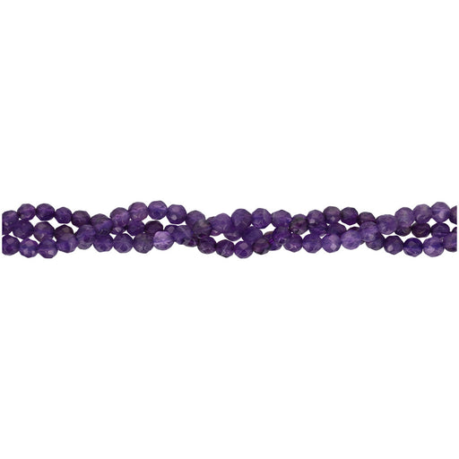 Gemstone Beads, Purple Grade A Amethyst, 4mm Faceted Round, 1 Strand