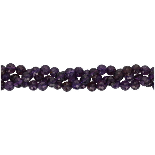 Gemstone Beads, Purple Grade A Amethyst, 6mm Faceted Round, 1 Strand