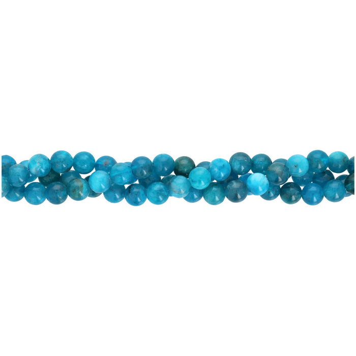 Gemstone Beads, Blue Apatite Grade AAA, 6mm Round , 1 Strand