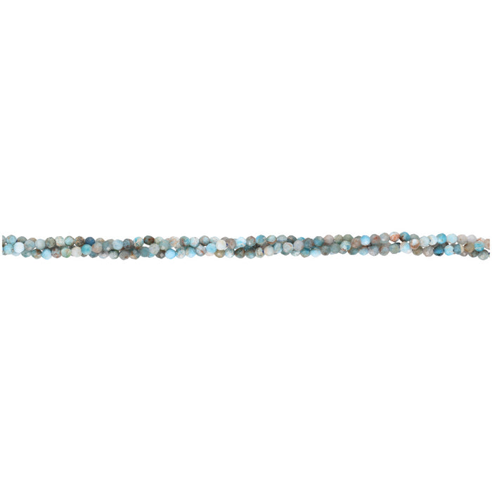 Gemstone Beads, Mixed Apatite, 2mm Faceted Round, 1 Strand