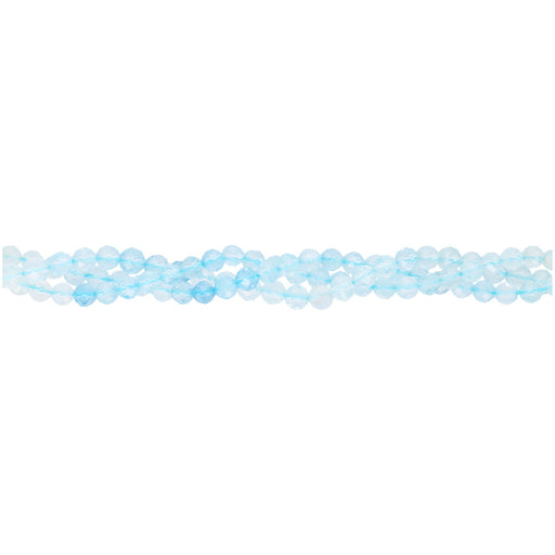 Gemstone Beads, Ice Blue Grade AA Aquamarine, 4mm Diamond Cut Round, 1 Strand