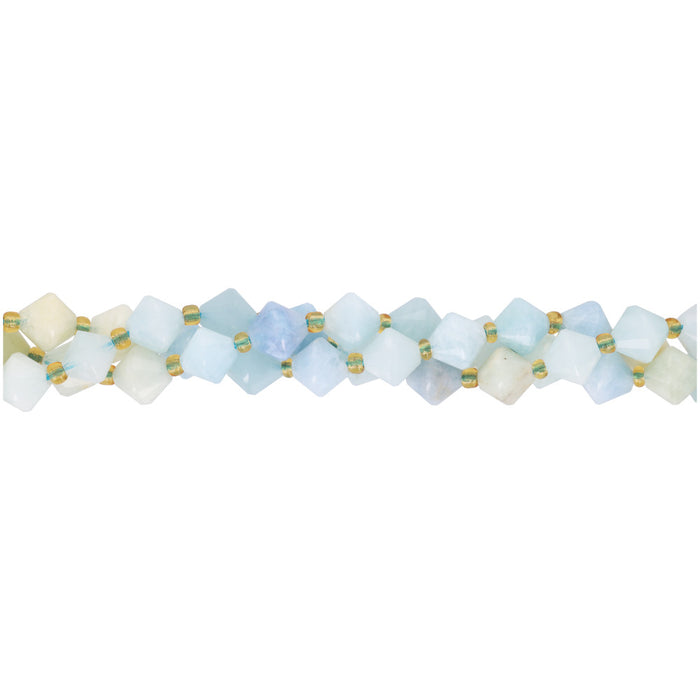 Gemstone Beads, Aquamarine, 8mm Faceted Bicone, 1 Strand