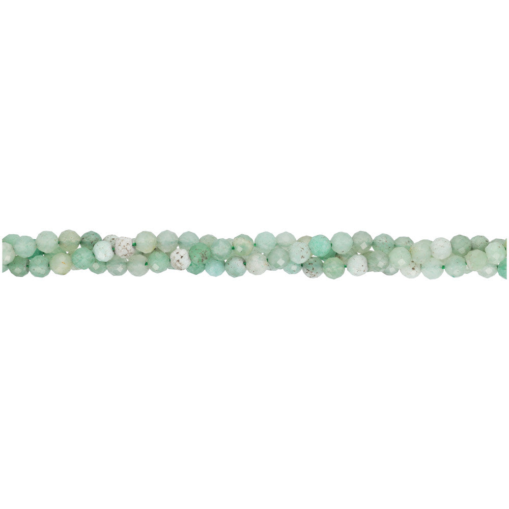 Gemstone Beads, Aventurine, 4mm Faceted Round, 1 Strand