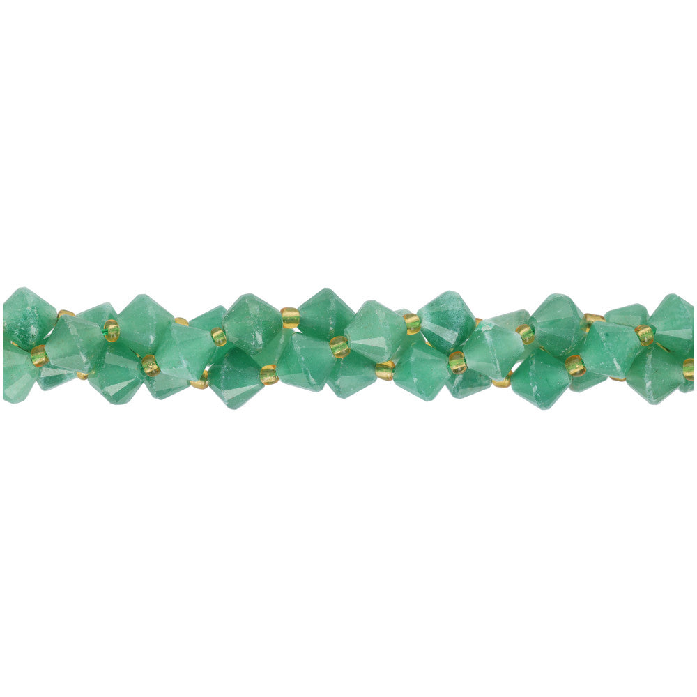 Gemstone Beads, Green Aventurine, 8mm Faceted Bicone, 1 Strand