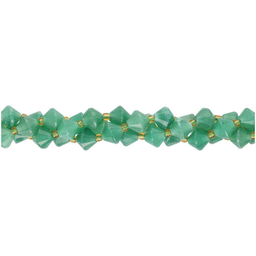 Gemstone Beads, Green Aventurine, 8mm Faceted Bicone, 1 Strand