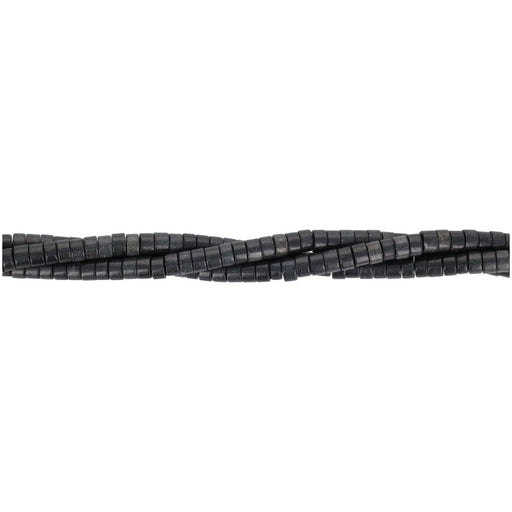 Gemstone Beads, Black Stone, 2x4mm Heishe, 1 Strand