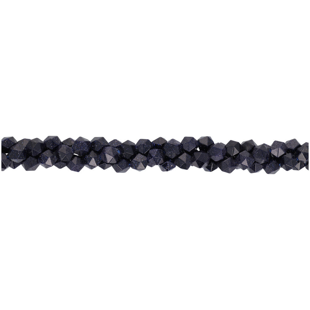 Gemstone Beads, Blue Goldstone, 6mm Star Cut Round, 1 Strand