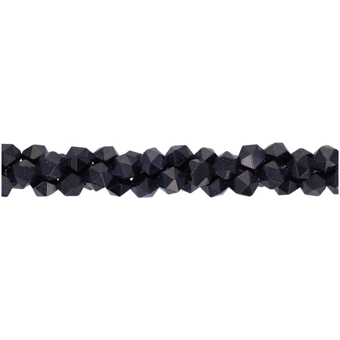 Gemstone Beads, Blue Goldstone, 8mm Star Cut Round, 1 Strand