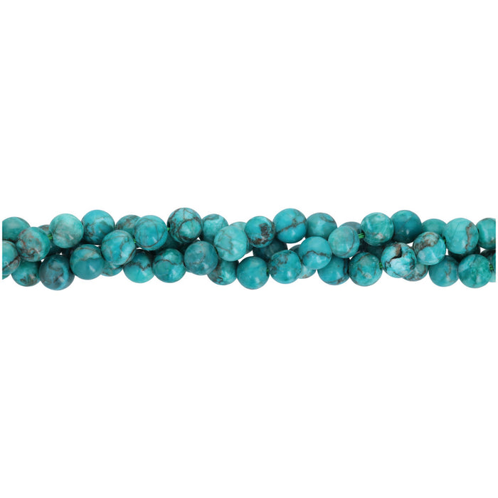 Gemstone Beads, Turquoise Green Crazy Lace Calcite, 6mm Round, 1 Strand