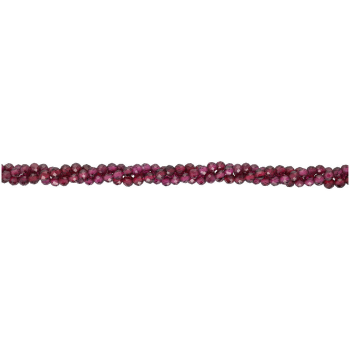 Gemstone Beads, Garnet, 3mm Diamond Cut Round, 1 Strand