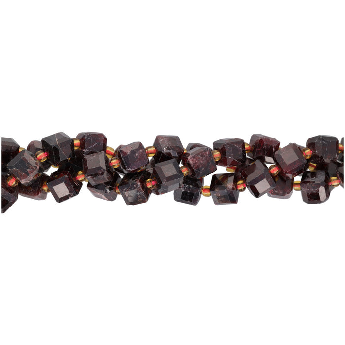 Gemstone Beads, Garnet, 8mm Faceted Cube, 1 Strand