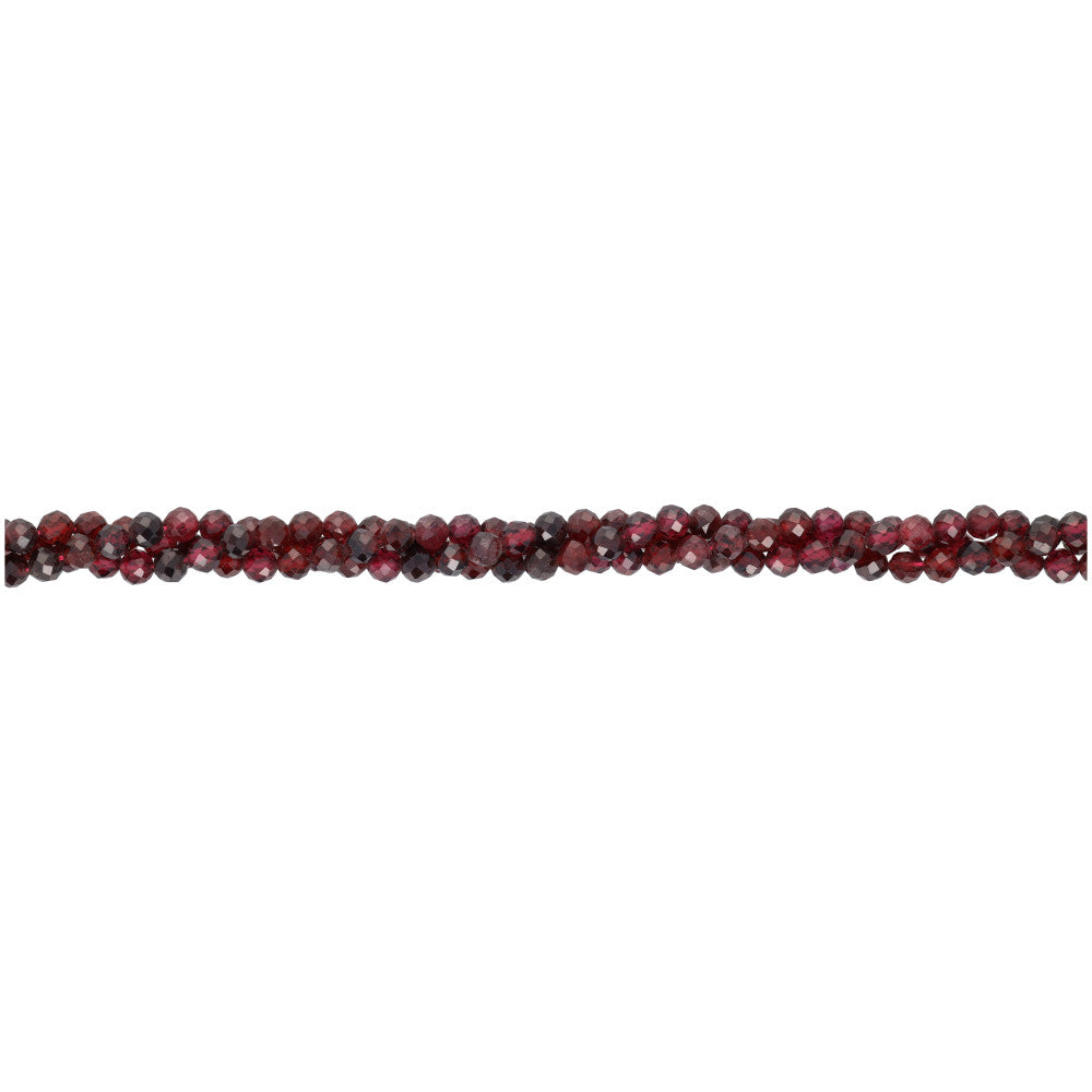 Gemstone Beads, Garnet, 3mm Faceted Round, 1 Strand