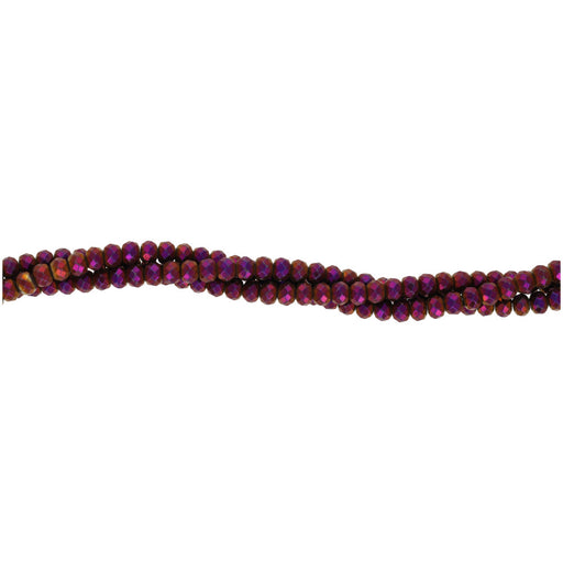 Gemstone Beads, Electroplated Hematine, 4mm Rondelle, 1 Strand