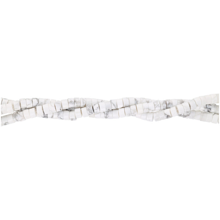 Gemstone Beads, Howlite, 2x4mm Heishe, 1 Strand