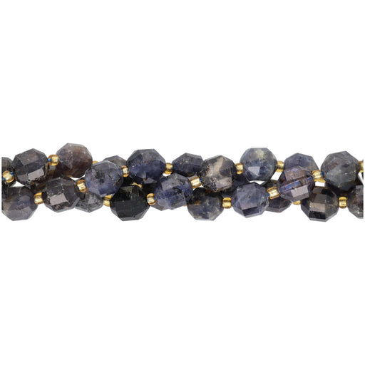 Gemstone Beads, Iolite, 10mm Faceted Bicone, 1 Strand