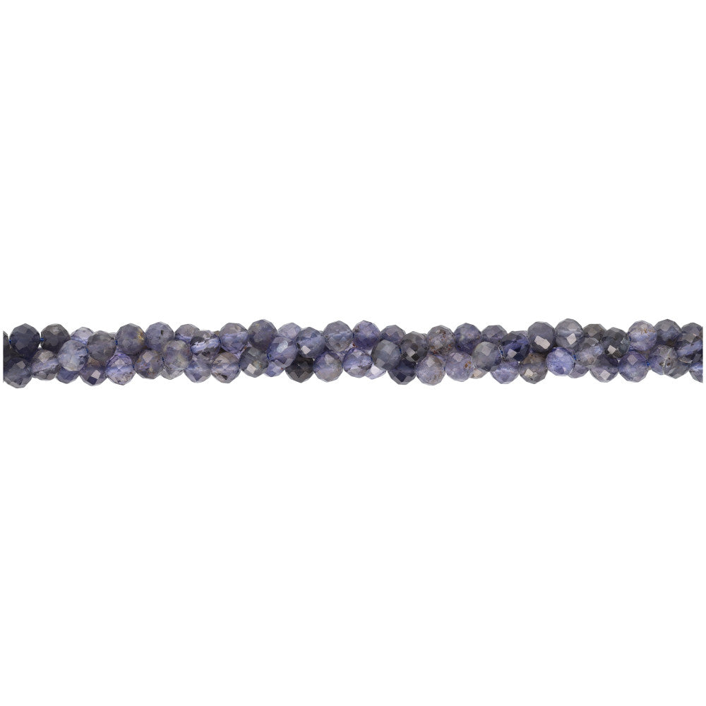 Gemstone Beads, Iolite, 4mm Faceted Round, 1 Strand