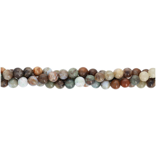 Gemstone Beads, Madagascar Flower Jade, 6mm Round, 1 Strand