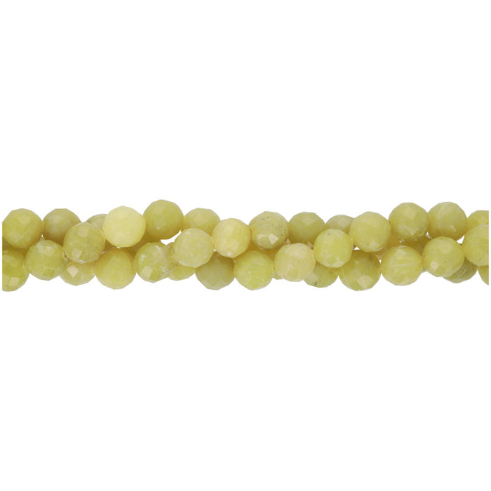 Gemstone Beads, Olive Jade, 8mm Faceted Round, 1 Strand