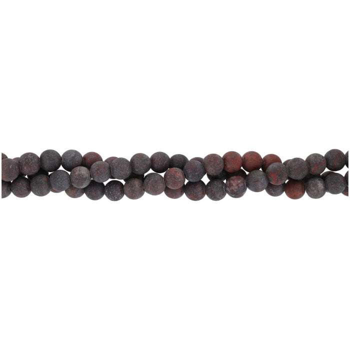 Gemstone Beads, Matte Poppy Jasper, 6mm Round, 1 Strand