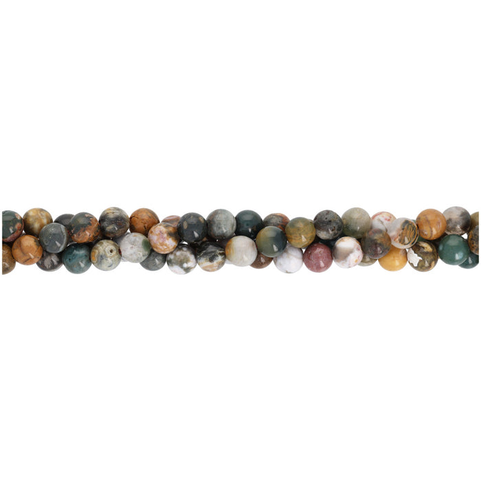 Gemstone Beads, Ocean Jasper, 6mm Round, 1 Strand