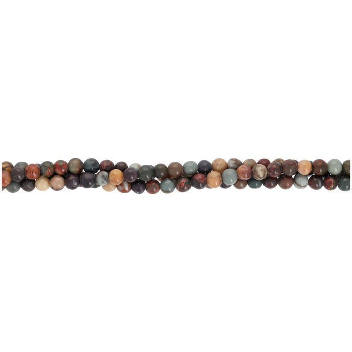 Gemstone Beads, Red Creek Jasper, 4mm Round, 1 Strand