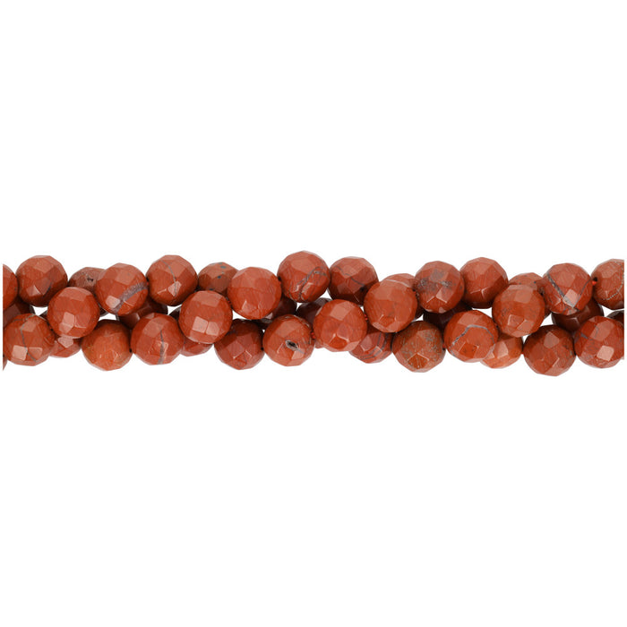 Gemstone Beads, Red Jasper, 8mm Faceted Round, 1 Strand