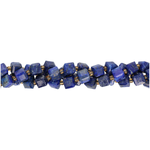 Gemstone Beads, Lapis Lazuli, 8mm Faceted Cube, 1 Strand
