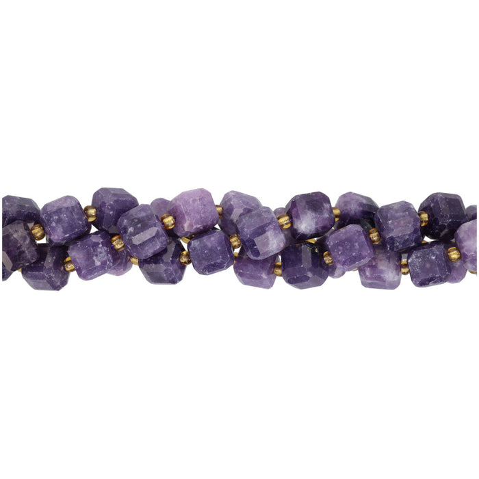 Gemstone Beads, Lepidolite, 6mm Faceted Cube, 1 Strand