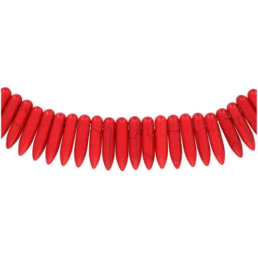 Gemstone Beads, Red Dyed Magnesite, 20mm Spike, 1 Strand