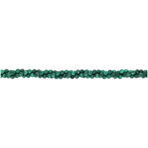 Gemstone Beads, Malachite, 3mm Faceted Round, 1 Strand