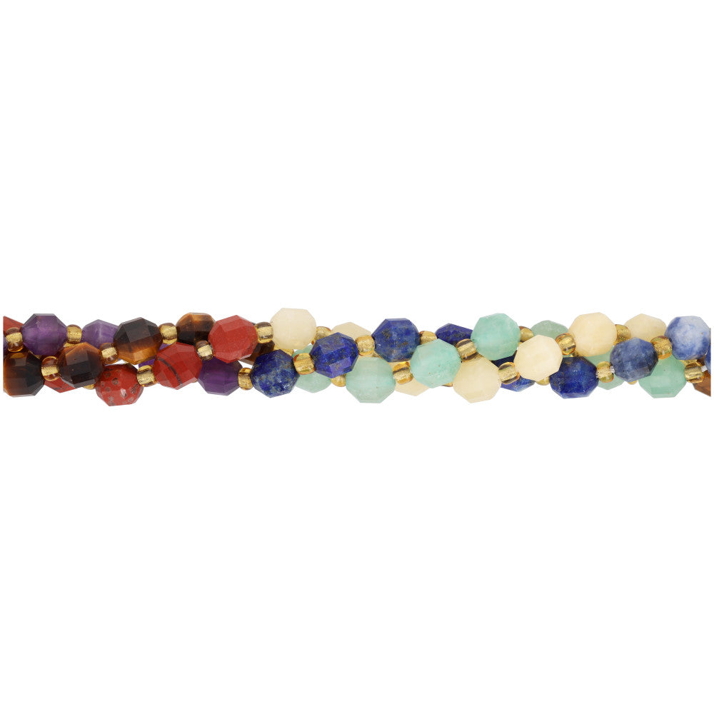 Gemstone Beads, Mix, 6mm Tube, 1 Strand