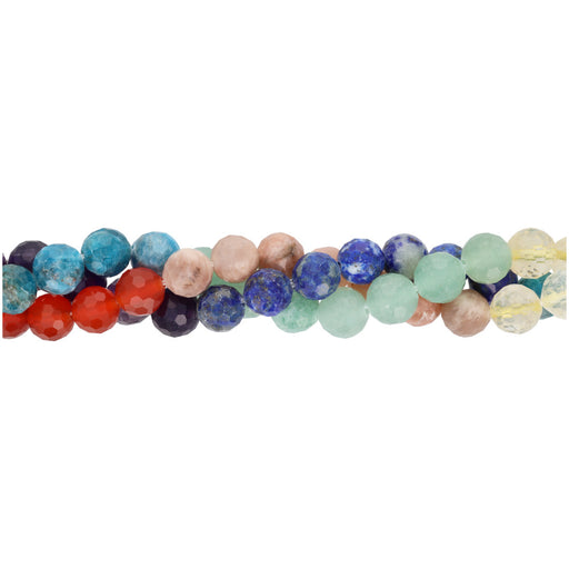 Gemstone Beads, Chakra Mix, 8mm Faceted Round, 1 Strand