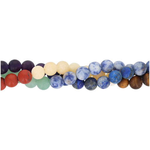 Gemstone Beads, Matte Chakra Mix, 8mm Round, 1 Strand