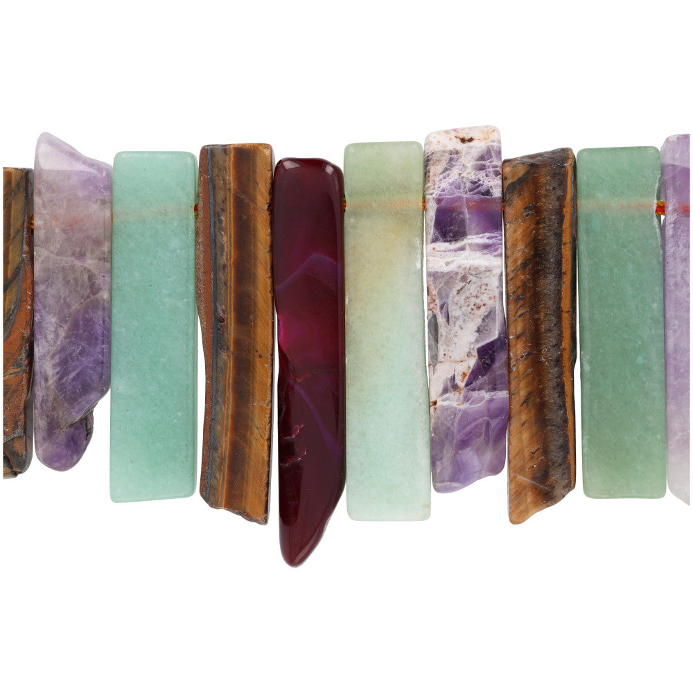 Gemstone Beads, Mix, Graduated Rectangle, 1 Strand