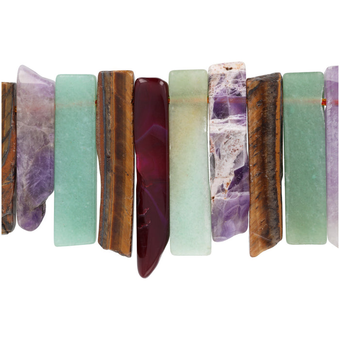 Gemstone Beads, Mix, Graduated Rectangle, 1 Strand