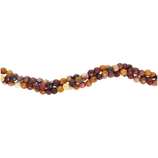 Gemstone Beads, Mookaite, 4mm Faceted Round, 1 Strand