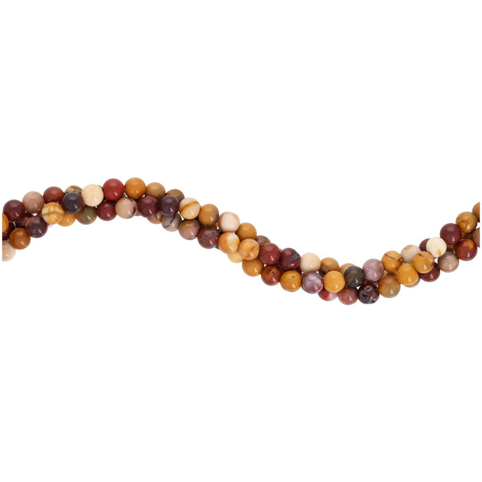 Gemstone Beads, Mookaite, 4mm Round, 1 Strand