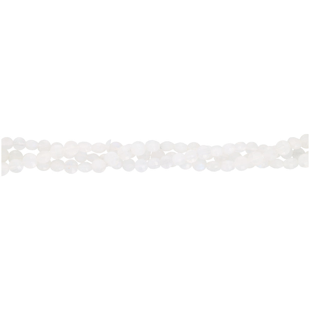 Gemstone Beads, Moonstone, 4mm Diamond Cut Coin, 1 Strand