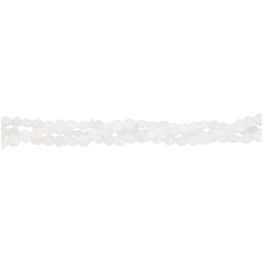 Gemstone Beads, Moonstone, 4mm Diamond Cut Coin, 1 Strand