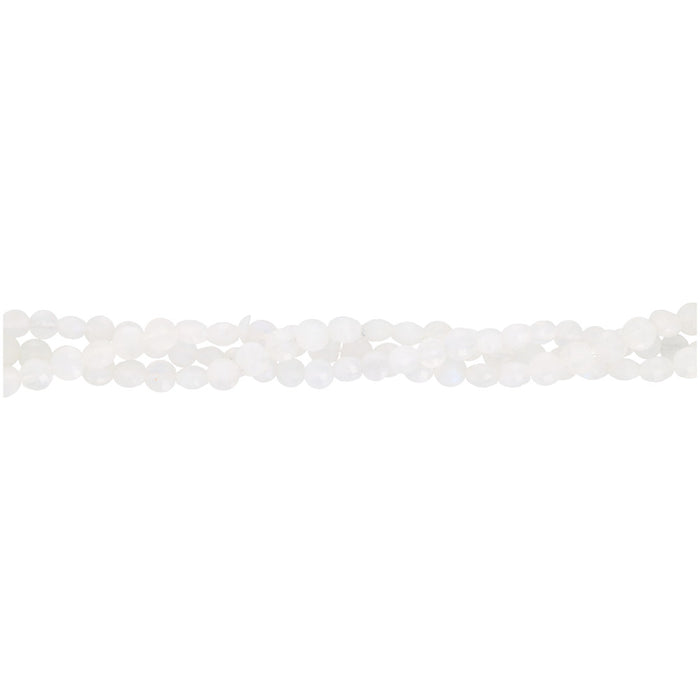 Gemstone Beads, Moonstone, 4mm Diamond Cut Coin, 1 Strand